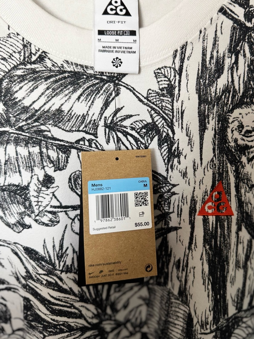 Nike ACG White Jungle Graphic Men's T-Shirt size M - Picture 8 of 8